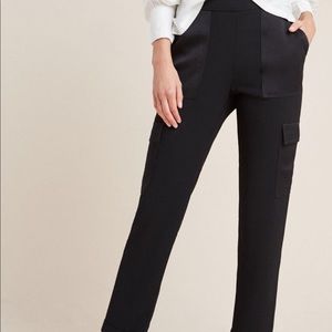 Anthropologie Delancey Satin Trimmed Cargo Joggers